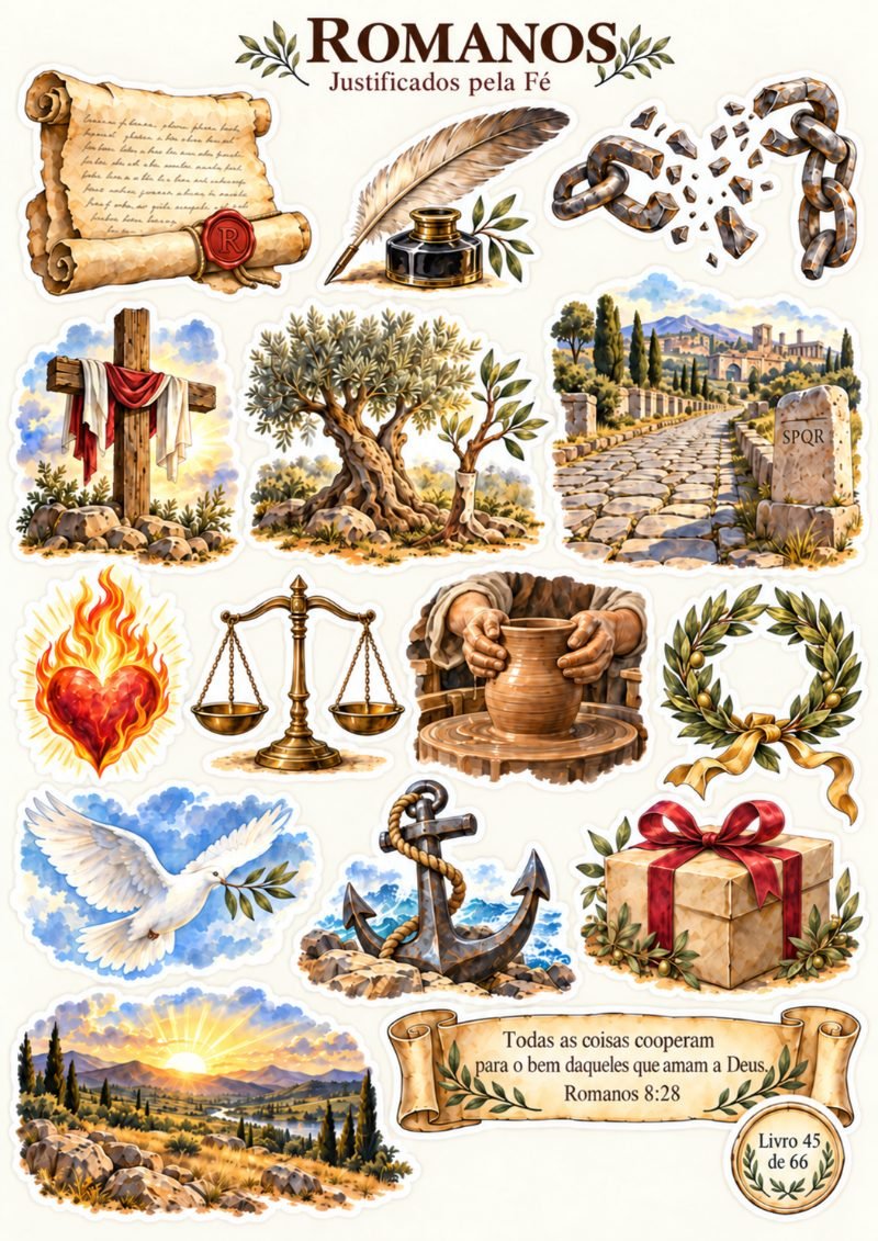 Folha de adesivos do livro de Romanos
